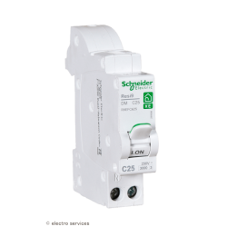 Disjoncteur 1P+N 25A courbe C Schneider Resi9 XE R9EFC625 embrochable