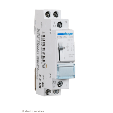 Télérupteur 1 NO + 1 NF 230V 16A 1 module Hager EPN515