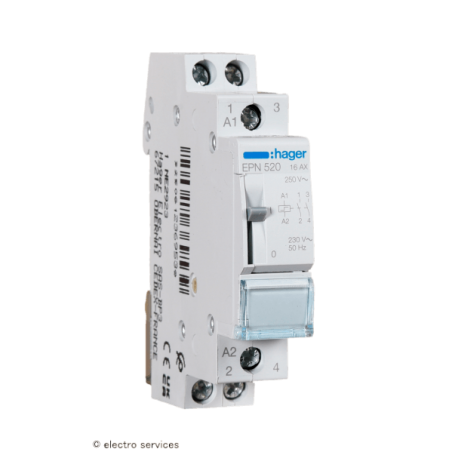 Télérupteur 2F 230V 16A 1 module Hager EPN520