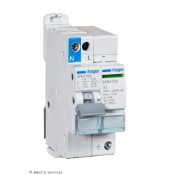 Parafoudre Type 2 auto-protégé 15kA 1P+N Hager SPB715D