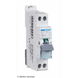 Disjoncteur 2A 1P+N courbe C 4.5–6kA Hager MJT702 1 module