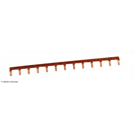 Barre de pontage 1P+N 13 modules Hager KB163P marron