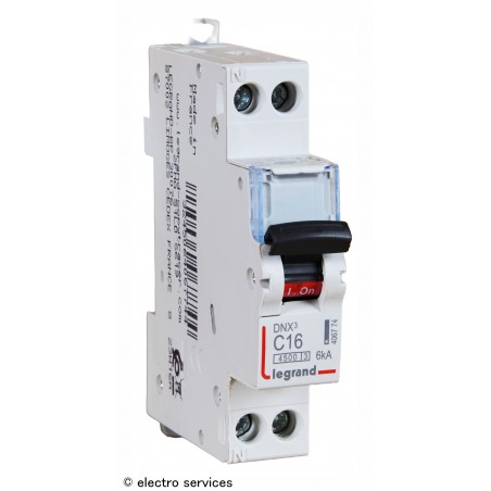 Disjoncteur 16A courbe C Legrand DNX³ 406774 – 1P+N 6kA 1 module