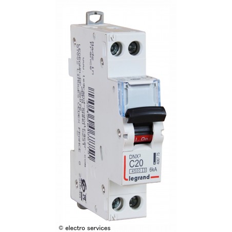 Disjoncteur 20A courbe C Legrand DNX³ 406775 – 1P+N 6kA 1 module