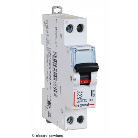 Disjoncteur 2A courbe C Legrand DNX³ 406771 – 1P+N 6kA 1 module