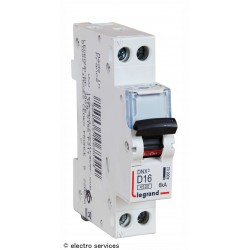 Disjoncteur 16A courbe D Legrand DNX³ 406802 – 1P+N 6kA 1 module