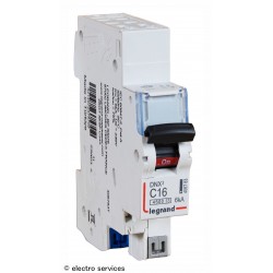 Disjoncteur 16A courbe C Legrand DNX³ 406783 – 1P+N auto 6kA 1 module