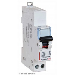 Disjoncteur 25A courbe C Legrand DNX³ 406785 – 1P+N auto-vis 6kA 1 module
