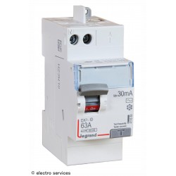 Interrupteur différentiel 63A 30mA type AC Legrand DX³ 411650 – 2 modules