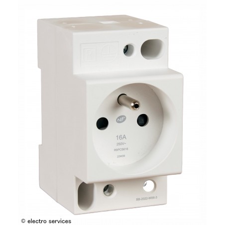 Prise modulaire 2P+T 16A 250V Schneider Resi9 R9PCS616 rail DIN