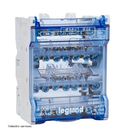 Répartiteur modulaire Legrand 400405 4P 100A – 4 modules