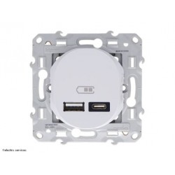 Double chargeur USB A+C 12W Ovalis Schneider - Blanc - SCHS320401