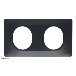 Plaque 2 postes horizontal Ovalis Schneider - Anthracite - SCHS340704