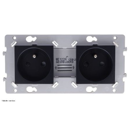 Prise Hager Essensya WE122A double 2P+T 16A anthracite