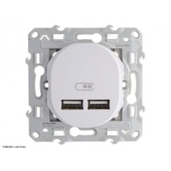 Double chargeur USB A+A 10,5W Ovalis Schneider - Blanc - SCHS320407