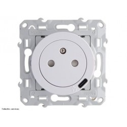 Prise de courant 2P+T affleurante + USB 10,5W Schneider Odace - Blanc - SCHS520089