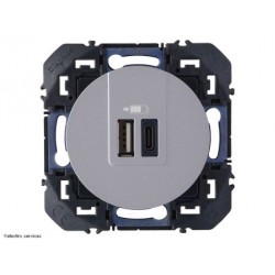 Double chargeur 1 USB type-A + 1 USB type-C Dooxie - Aluminium - LEG600449