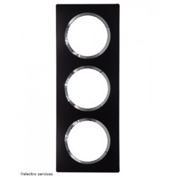 Plaque carrée dooxie 3 postes - Noir Velours Chrome - LEG600897