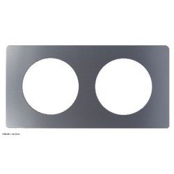 Plaque de finition Métal Céliane 2 postes - Acier Satiné - LEGCP1802