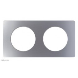 Plaque de finition Métal Céliane 2 postes - Alu Satiné - LEGCP1702