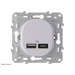 Double chargeur USB A 7,5W +C 45W Ovalis Schneider - Blanc - SCHS320403