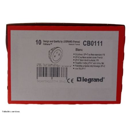 CB0111 Enjoliveur prise 2P+T Surface Céliane Legrand - Lot de 10