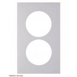 Plaque Odace Schneider 2 postes vertical entraxe 57mm - Blanc craie - S920714