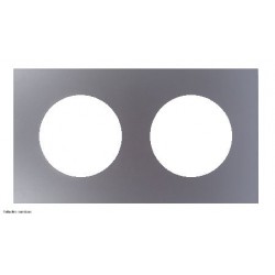 Plaque Odace Métal Schneider 2 postes - support blanc - Aluminium - SCHS914704