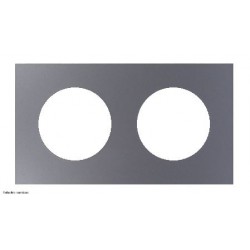 Plaque Odace Métal Schneider 2 postes - support noir - Titane - SCHS915704