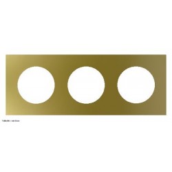 Plaque Odace Métal Schneider 3 postes - support blanc - Laiton - SCHS911706