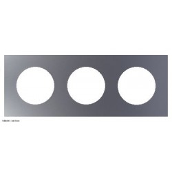 Plaque Odace Métal Schneider 3 postes - support noir - Titane - SCHS915706