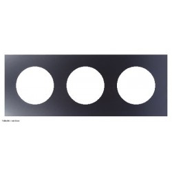 Plaque Odace Métal Schneider 3 postes - support noir - Perle noir - SCHS912706