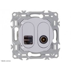 Prise mixte RJ45 Cat6 STP + TV Schneider Odace - Blanc craie - SCHS920141