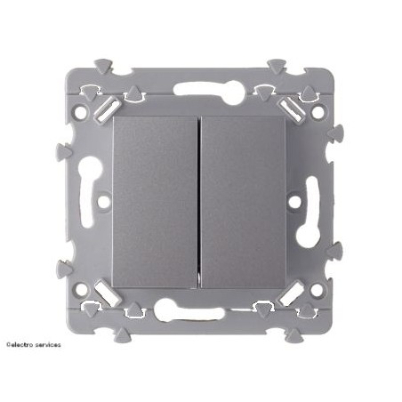 Interrupteur double va-et-vient Hager WE040T Essensya titane 10A