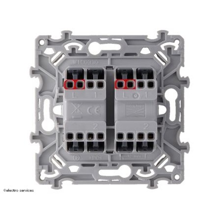 Interrupteur double va-et-vient ou bouton poussoir Hager Essensya WE044 face arrière