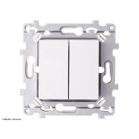 Interrupteur double va-et-vient ou bouton poussoir Hager Essensya WE044 blanc
