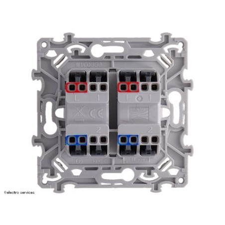 Double interrupteur ou bouton poussoir Hager Essensya – voyant optionnel face arrière