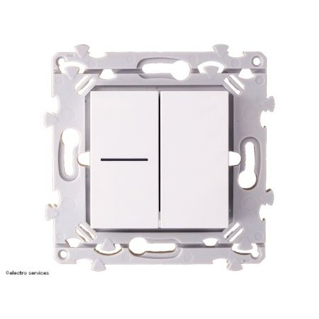 Double interrupteur ou bouton poussoir Hager Essensya – voyant optionnel WE046 blanc