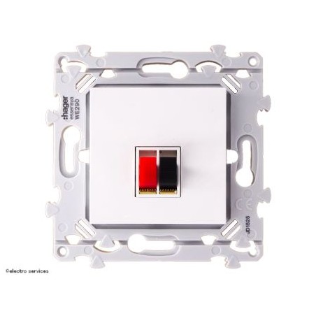Prise haut‑parleur Hager Essensya WE290 simple encastrée blanc