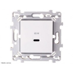 Chargeur USB‑C 65W Hager Essensya – recharge rapide encastrée WE115 blanc