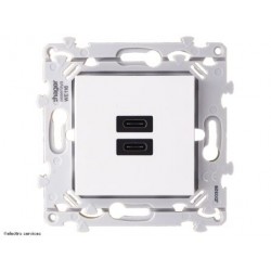 Chargeur double USB‑C 20W Hager Essensya – recharge murale WE116 blanc