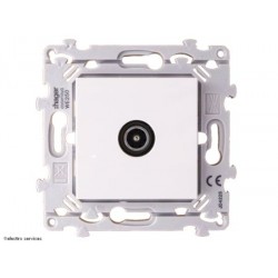 Prise TV simple Hager Essensya – installation murale encastrée WE250 blanc