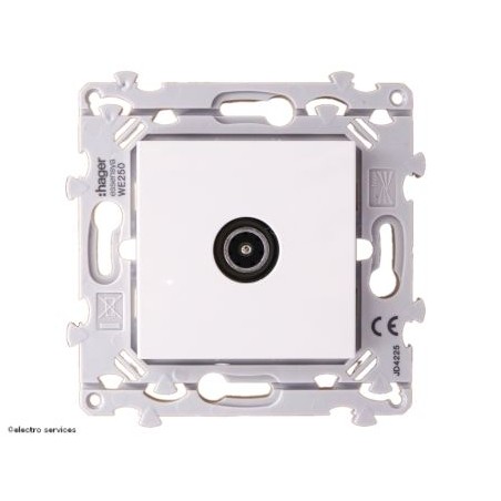 Prise TV simple Hager Essensya – installation murale encastrée WE250 blanc