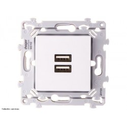Prise chargeur double USB Hager Essensya – module mural avec 2 ports USB pour recharger smartphone et appareils USB