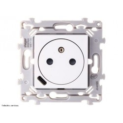 Prise de Courant affleurante 2P+T + USB-C Hager Essensya - Blanc - HAGWE114