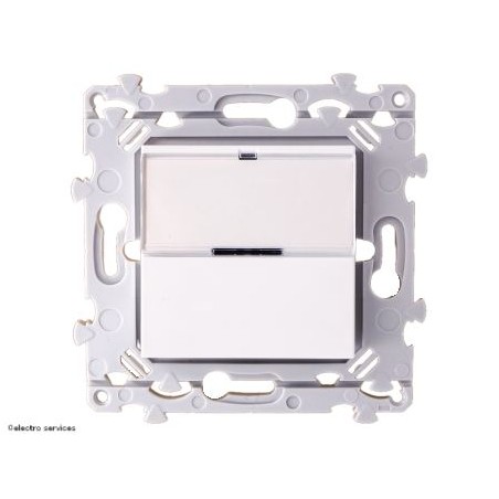 HAGER WE025 : poussoir porte‑étiquette encastré blanc Essensya pour commande d’éclairage, installation facile et design moderne