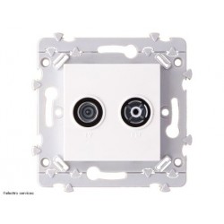 Prise TV FM Hager Essensya – prise antenne murale coaxiale WE253 blanc