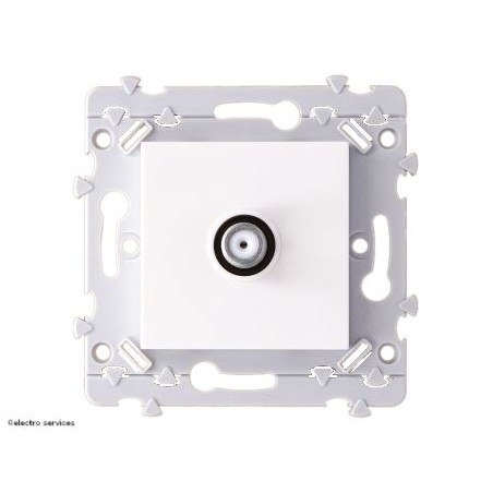 Prise TV FM Hager Essensya – prise antenne murale coaxiale WE259 blanc