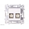 Prise RJ45 double Cat6 STP Grade 3 TV Hager Essensya WE229 blanc
