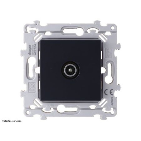 Prise TV simple Hager Essensya – installation murale encastrée WE250A anthracite
